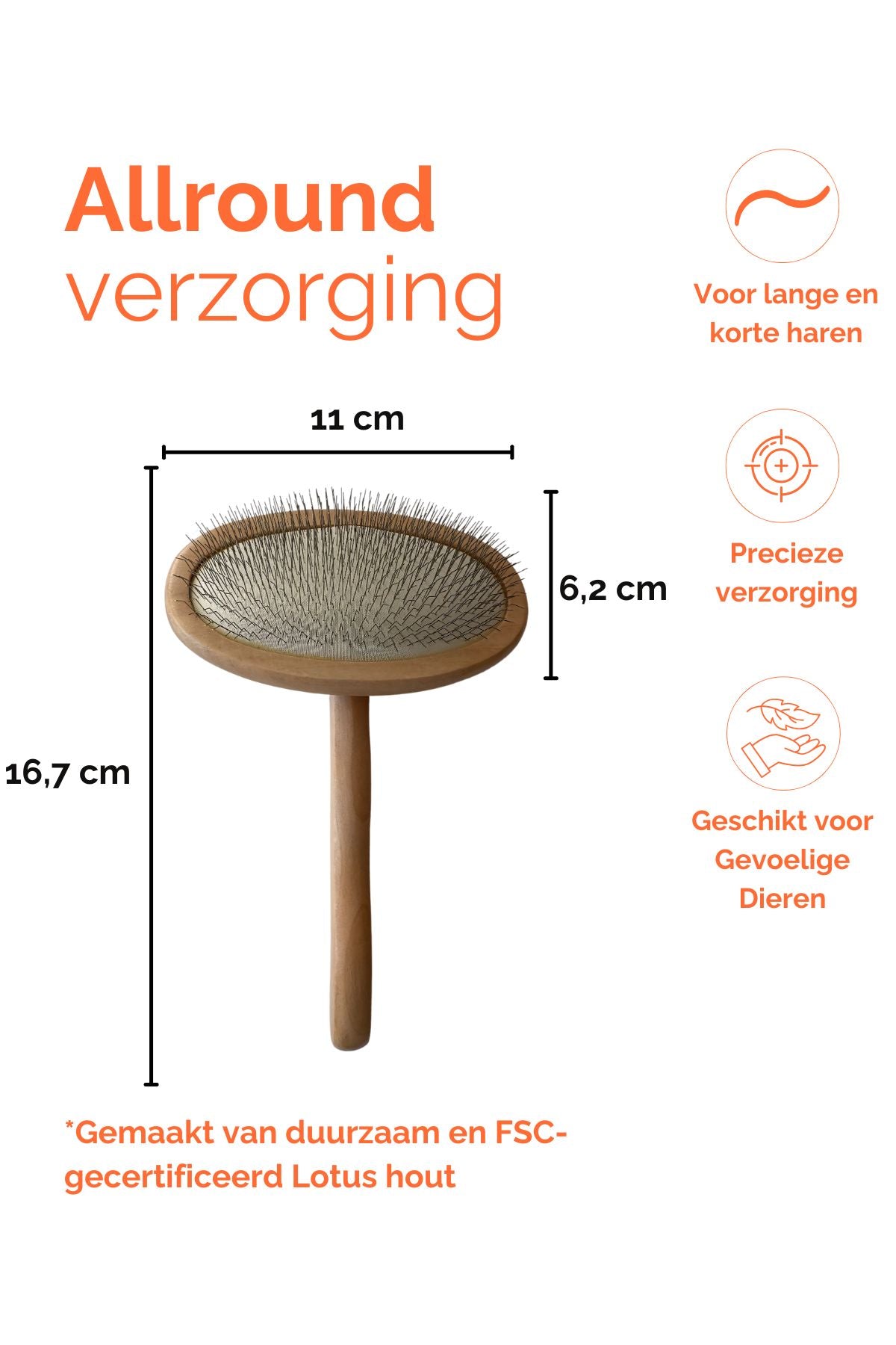 Dog Brush Slicker Brush 16.7 x 11 cm Sustainable Lotus Wood - Per Piece