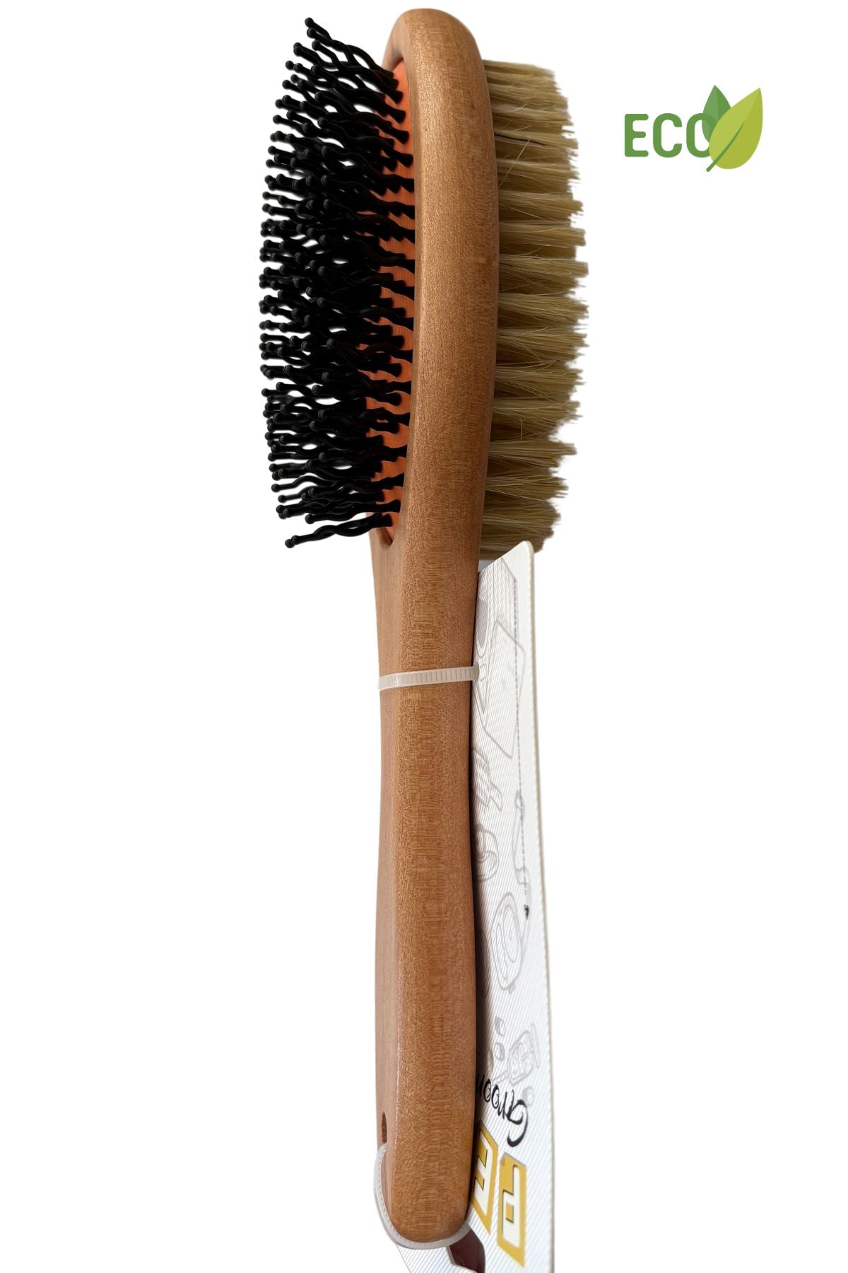 Double-sided dog brush 23.2 x 6.9 cm Boar bristles Rubber and sustainable Lotus wood - Per piece