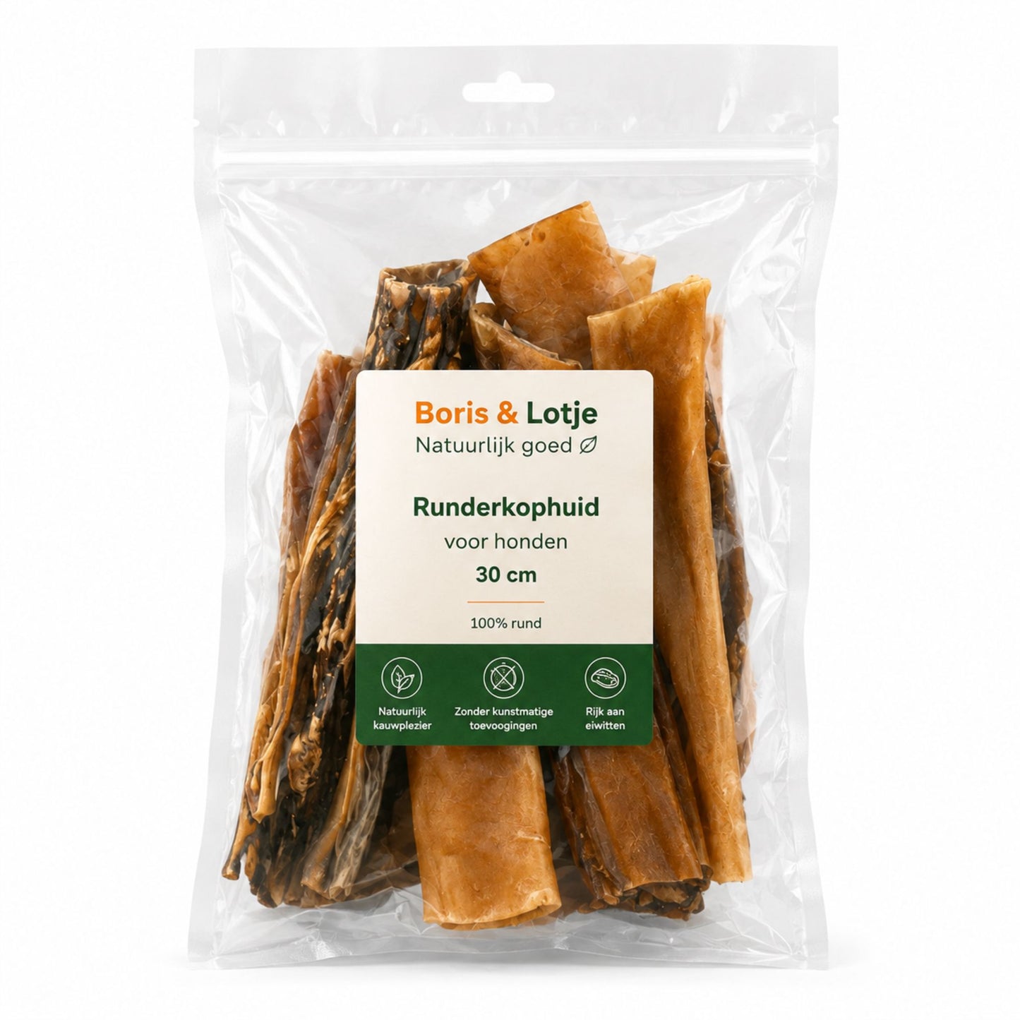 Runderkophuid 100% natuurlijke hondensnack 30 cm 500 gram