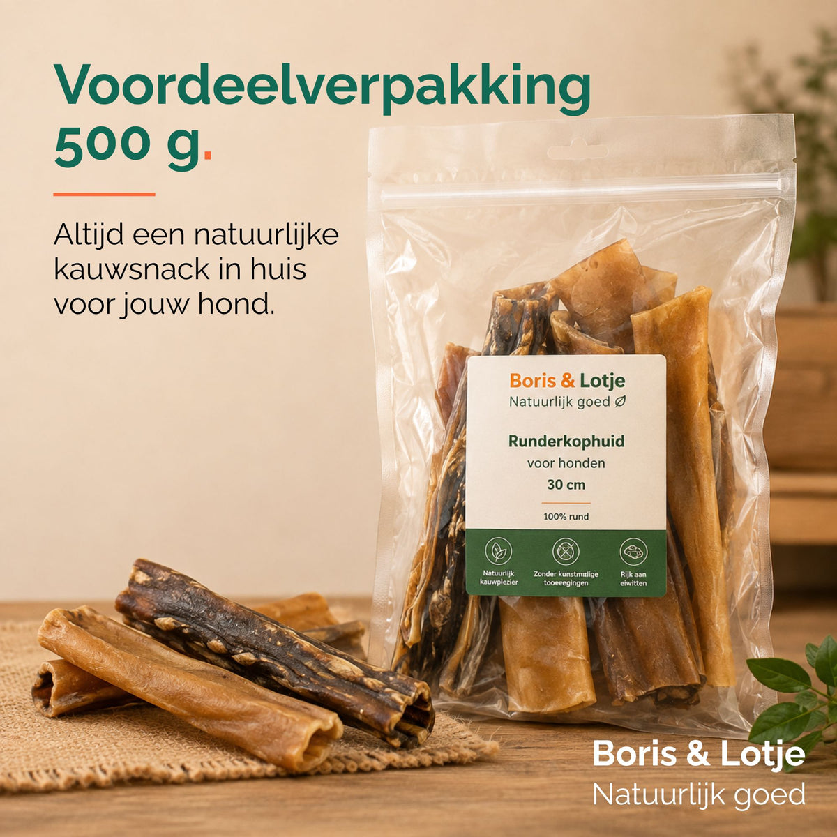 Runderkophuid 30 cm - 500 gram
