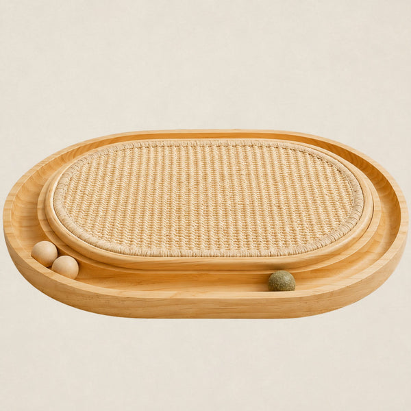 Krabplank kat met speelbaan - hout & sisal 40,6 cm