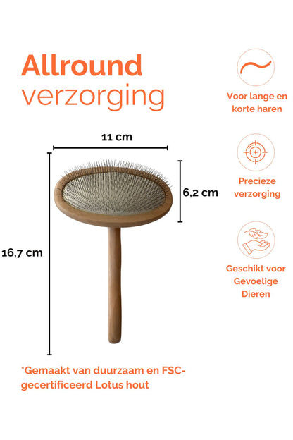 Dog Brush Slicker Brush 16.7 x 11 cm Sustainable Lotus Wood - Per Piece