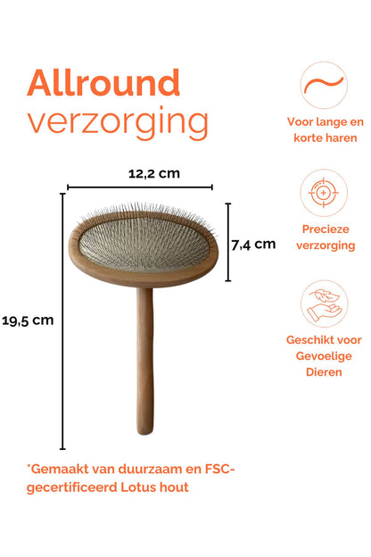 Dog Brush Slicker Brush 19.5 x 12.2 cm Sustainable Lotus Wood - Per Piece
