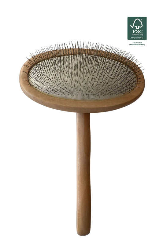 Dog Brush Slicker Brush 19.5 x 12.2 cm Sustainable Lotus Wood - Per Piece