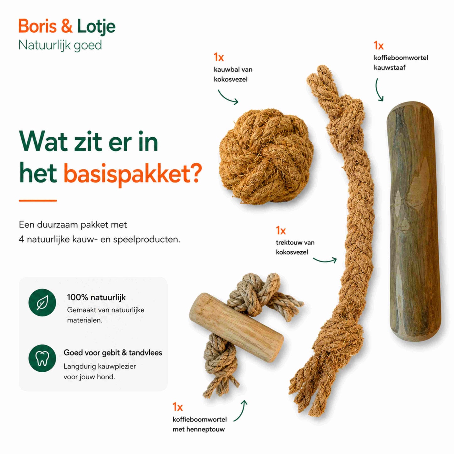 Hondenpakket Basispakket L - Natuurlijk kauwen en spelen