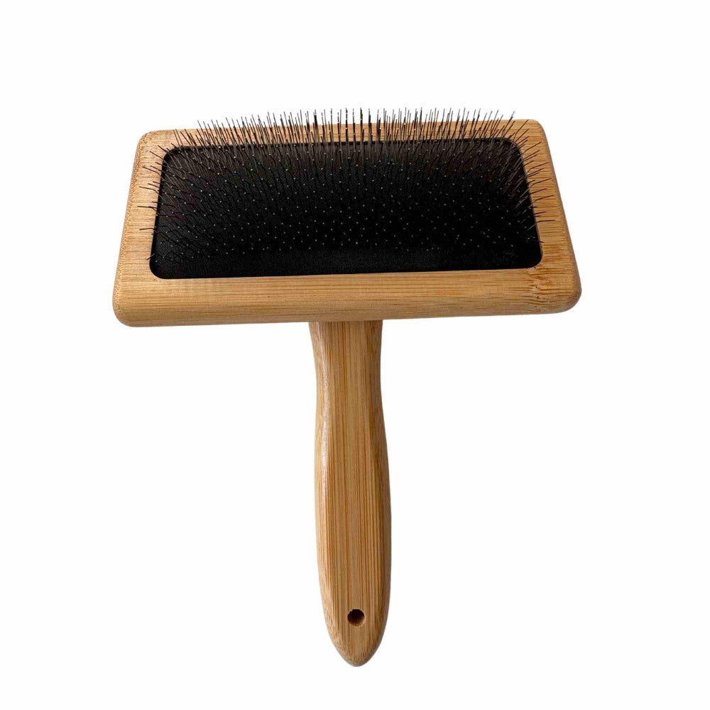 Hondenborstel lange pinnen L - bamboe 18 × 12 cm