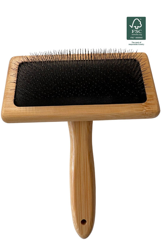 Dog Brush with Long Pins 18 x 12 cm Sustainable Bamboo Wood - Per Piece