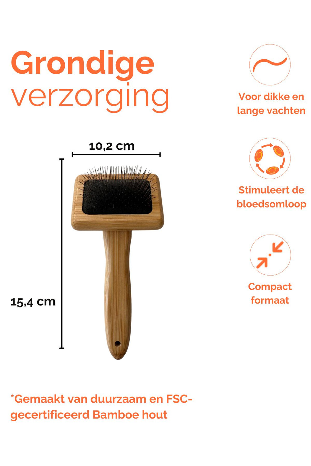 Hondenborstel lange pinnen M - bamboe 15,4 × 10,2 cm