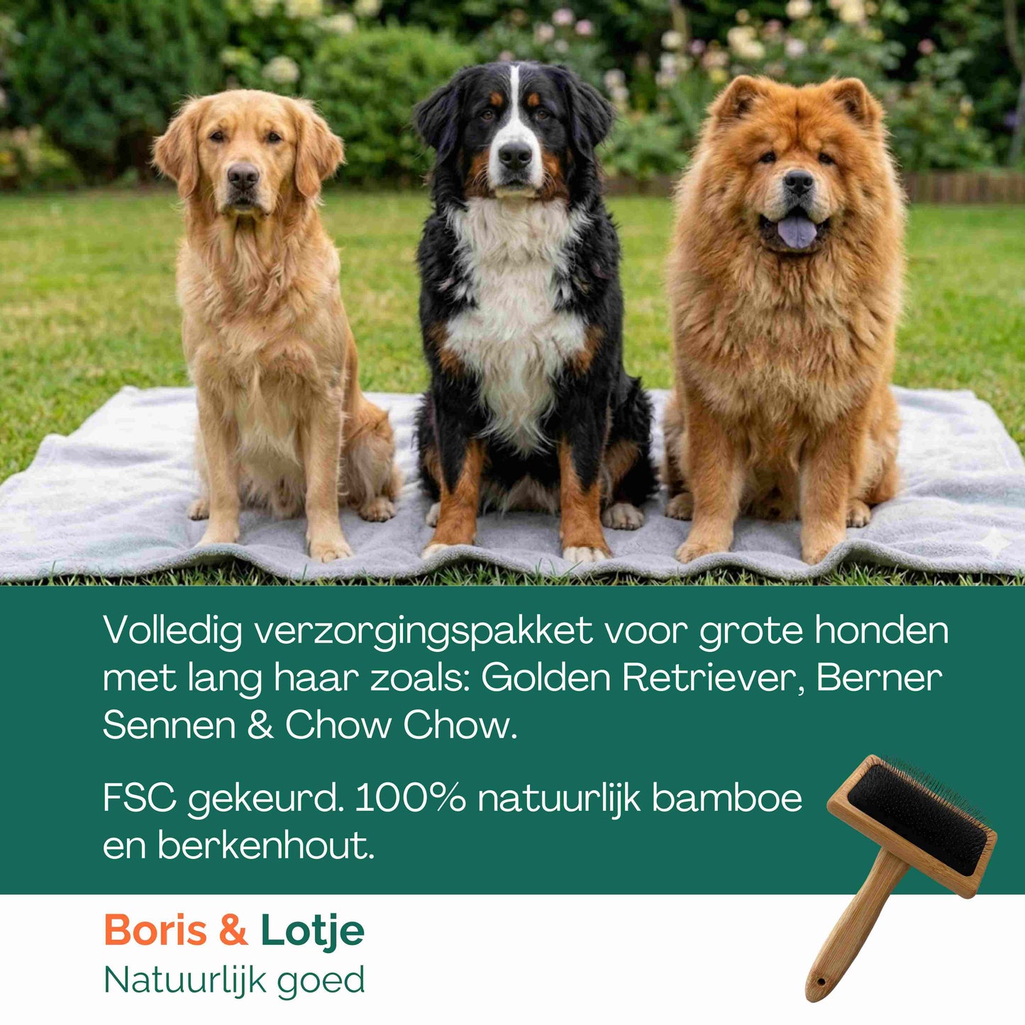 Lange Vacht Verzorgingspakket Grote Honden vanaf 25 kg – Hondenborstel, Slicker, Kam & Shampoo