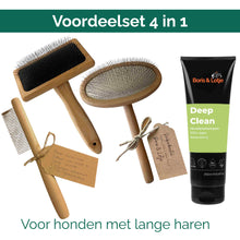 Lange Vacht Verzorgingspakket Middelgrote Hond 10 tot 25 kg – Borstel, Slicker, Kam & Shampoo