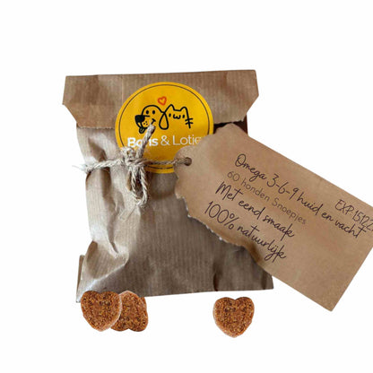 Omega 3-6-9 Huid & Vacht Supplement 15 in 1 multivitamine - 60 hondensnoepjes met eend smaak