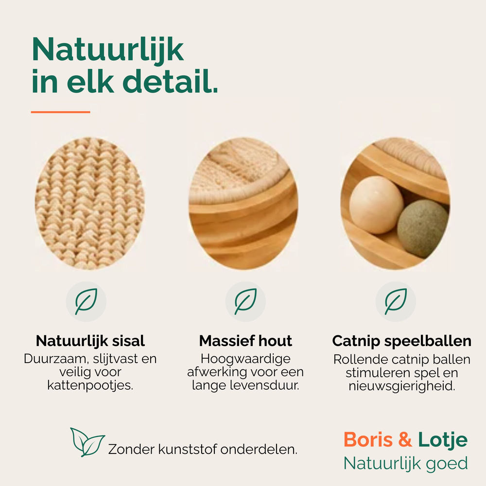 Krabplank kat met speelbaan - hout & sisal 40,6 cm