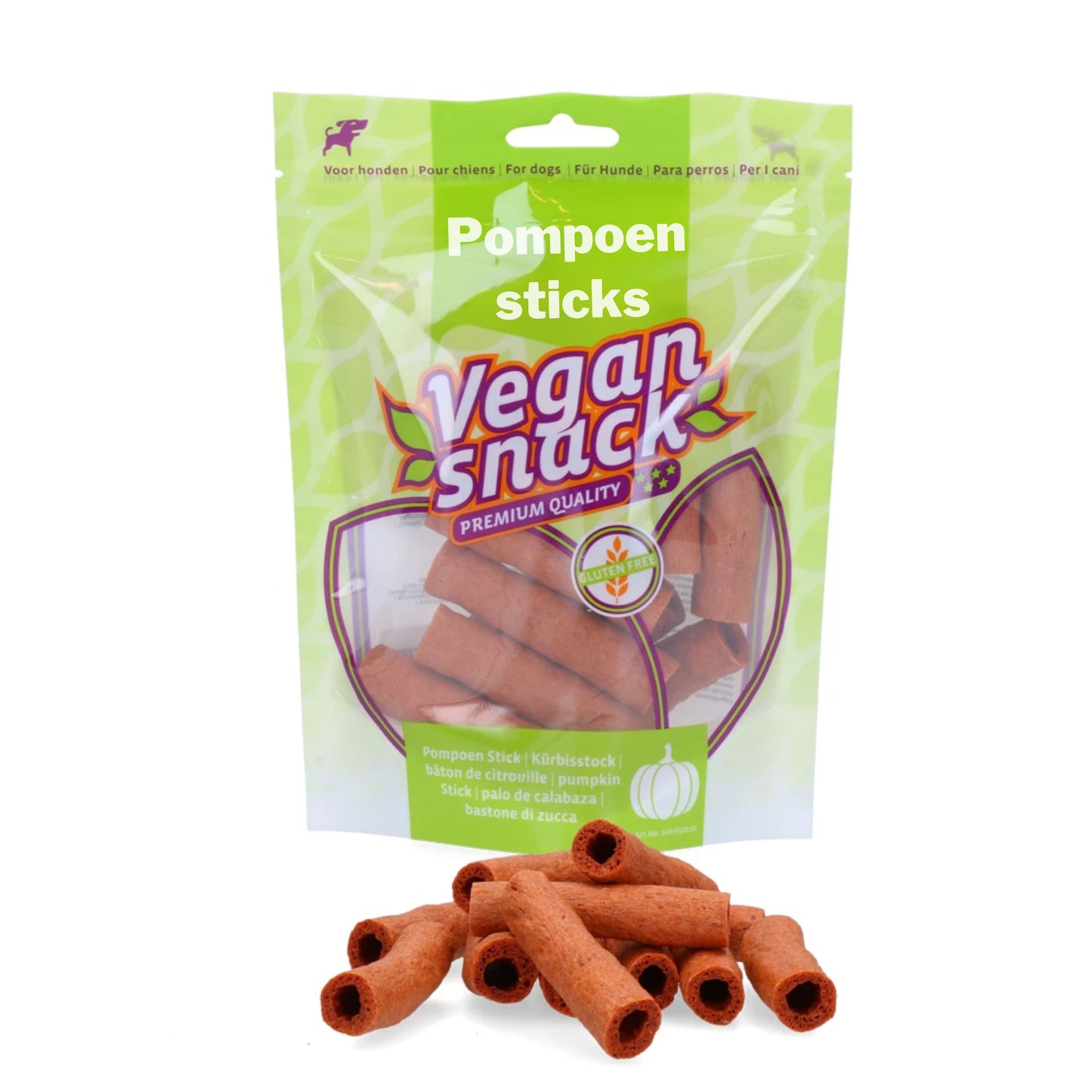 Vegan hondensnack Pompoen sticks 6 cm - Per 80 g