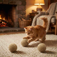 Sisal kattenballen met natuurlijke rammelaar - 3 stuks