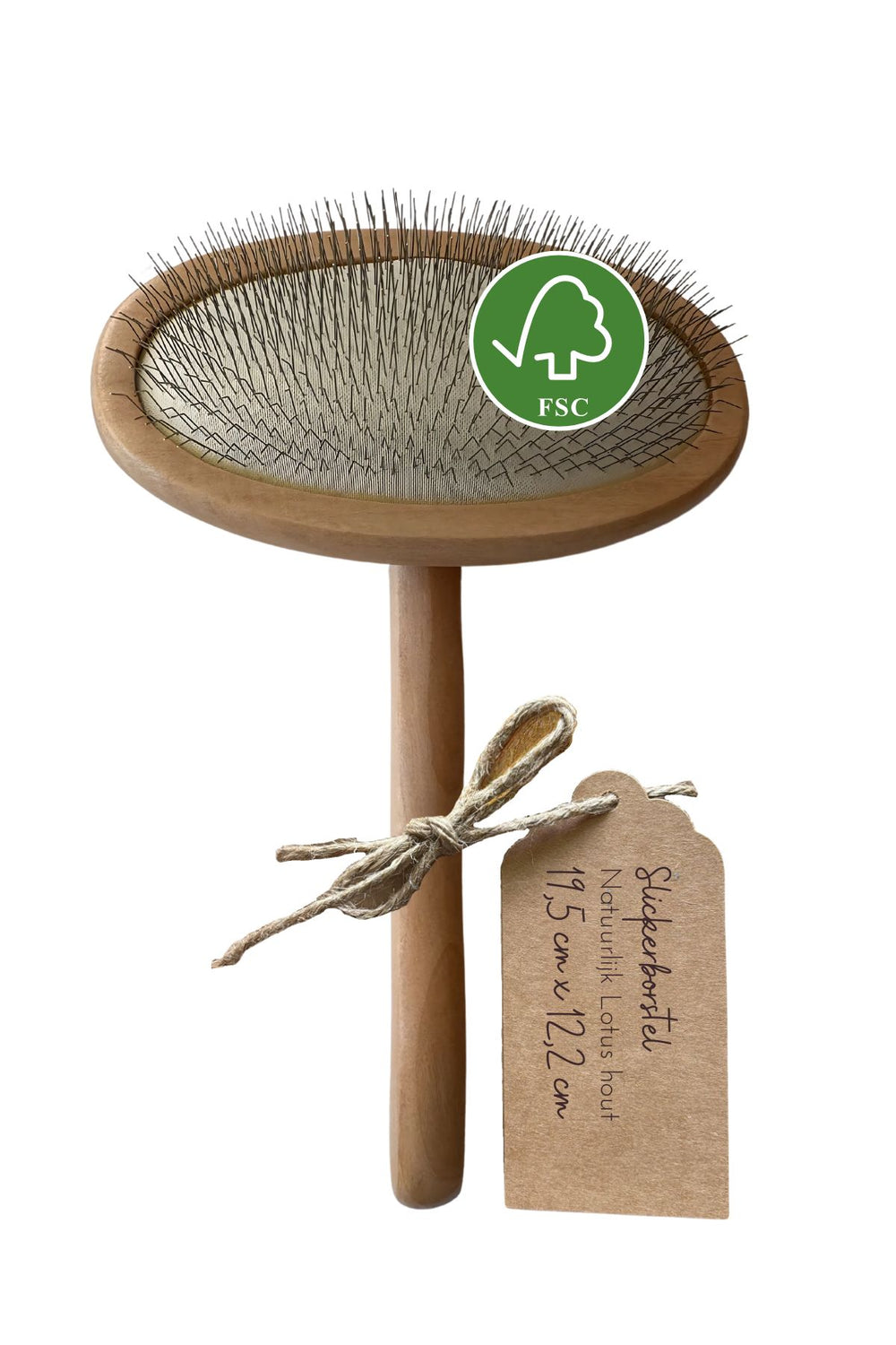 Slickerborstel hond L - lotushout 19,5 × 12,2 cm
