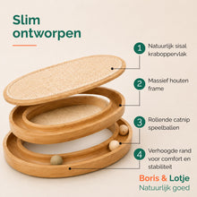 Krabplank kat met speelbaan - hout & sisal 40,6 cm